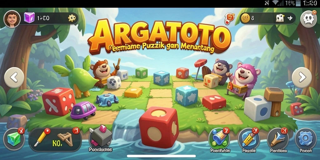 Screenshot ARGATOTO menampilkan gameplay puzzle yang seru dan menarik.
