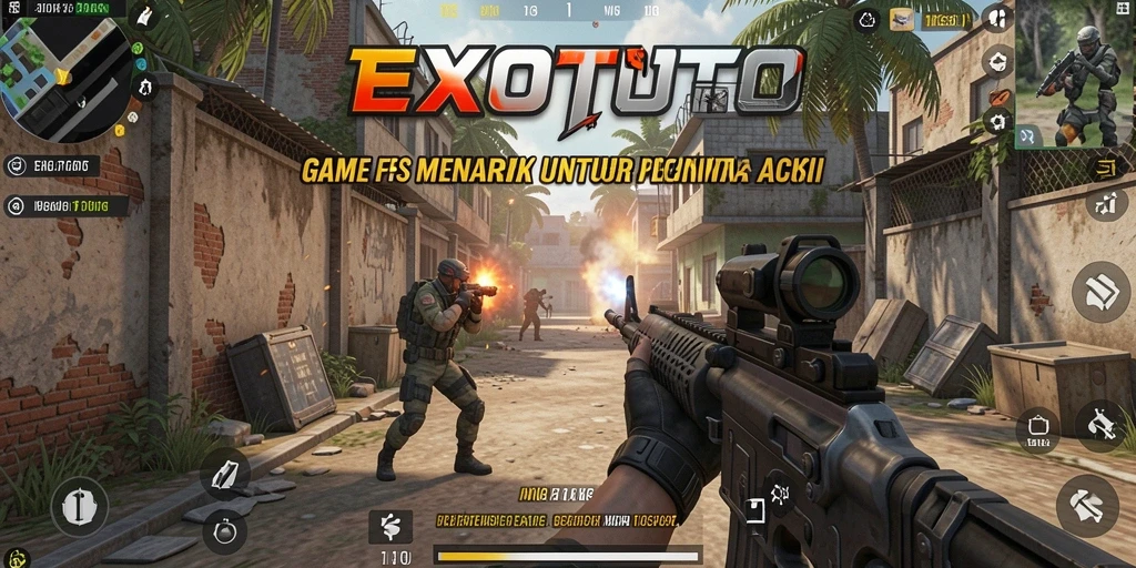 Screenshot EXOTOTO menampilkan aksi menembak yang intens dan grafis menawan.