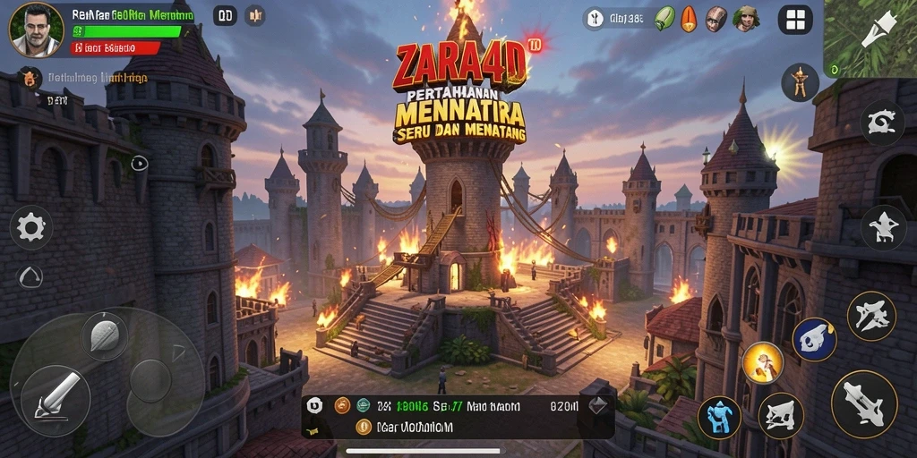 Screenshot gameplay ZARA4D menampilkan aksi menegangkan Tower Defense.
